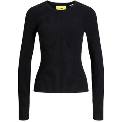JJXX JACK&JONES Jxjodi tight crew neck stickad, svart, L JJXX JACK&JONES Jxjodi tight crew neck stickad, svart, L