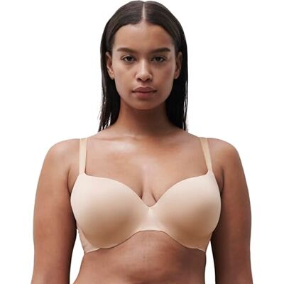 Chantelle ESSENTIALL, Täckande T-shirt BH, osynliga underkläder för kvinnor, Beige Dore, 90C Chantelle ESSENTIALL, Täckande T-shirt BH, osynliga underkläder för kvinnor, Beige Dore, 90C