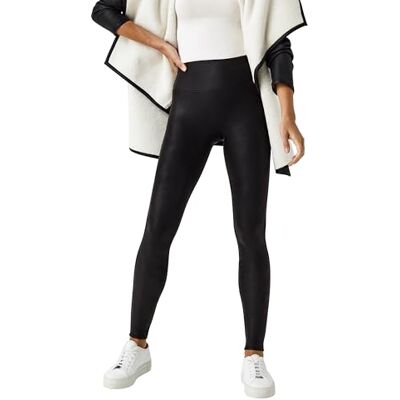Spanx Fuskläderfodrade leggings med magkontroll, kompressionsformat bälte, hög midja, svart, Svart, L Spanx Fuskläderfodrade leggings med magkontroll, kompressionsformat bälte, hög midja, svart, Svart, L