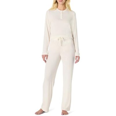 Amazon Essentials x Sofia Grainge dam långärmad Henley pyjamasset, elfenben, X-Large Amazon Essentials x Sofia Grainge dam långärmad Henley pyjamasset, elfenben, X-Large