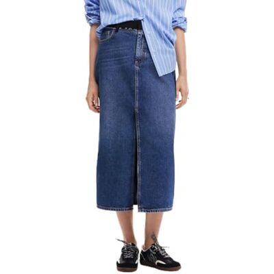 Desigual Fal_öl kjol för kvinnor, Blå, S Desigual Fal_öl kjol för kvinnor, Blå, S