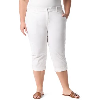 Gloria Vanderbilt Cargo Capri Tab Roll manschett med dragkedja fram och elastisk midja standardbyxor, vintage vit, 22 Plus, Vintage vit, 50 SE/Plus Gloria Vanderbilt Cargo Capri Tab Roll manschett med dragkedja fram och elastisk midja standardbyxor, vintage vit, 22 Plus, Vintage vit, 50 SE/Plus