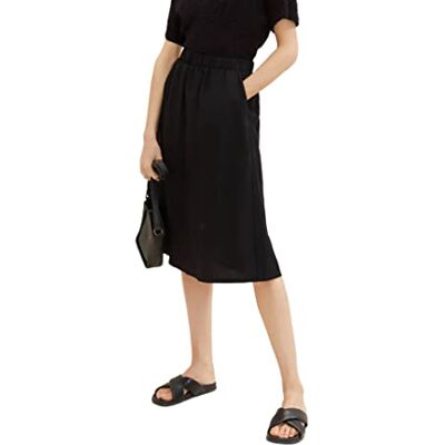 TOM TAILOR Dam 1036678 Midi kjol, 14482-Deep Black, 36, 14482 – djup svart, 36 TOM TAILOR Dam 1036678 Midi kjol, 14482-Deep Black, 36, 14482 – djup svart, 36
