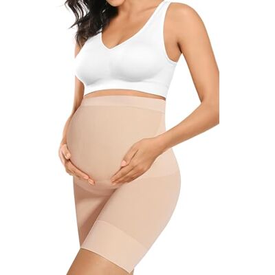 Peauty Baby Bump Premium moderskapsformkläder, hög midja, mitt på låret, graviditetsunderkläder, förhindrar skavning, mjukt bukstöd, NAKEN, M Peauty Baby Bump Premium moderskapsformkläder, hög midja, mitt på låret, graviditetsunderkläder, förhindrar skavning, mjukt bukstöd, NAKEN, M