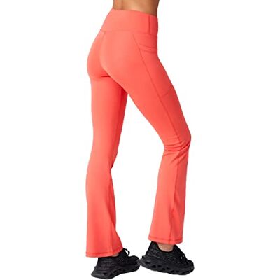 LOS OJOS dam bootcut yogabyxor – hög midja träning bootleg yogaleggings med magkontroll, Korall, XL LOS OJOS dam bootcut yogabyxor – hög midja träning bootleg yogaleggings med magkontroll, Korall, XL