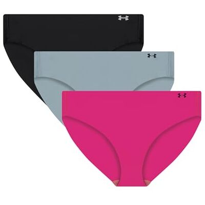 Under Armour dam 3-pack Pure Stretch No Show bikini underkläder, komfort hela dagen och ultramjuk passform, Rebel rosa, M Under Armour dam 3-pack Pure Stretch No Show bikini underkläder, komfort hela dagen och ultramjuk passform, Rebel rosa, M