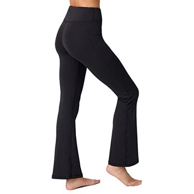 LOS OJOS dam bootcut yogabyxor – hög midja träning bootleg yogaleggings med magkontroll, svart, XL LOS OJOS dam bootcut yogabyxor – hög midja träning bootleg yogaleggings med magkontroll, svart, XL
