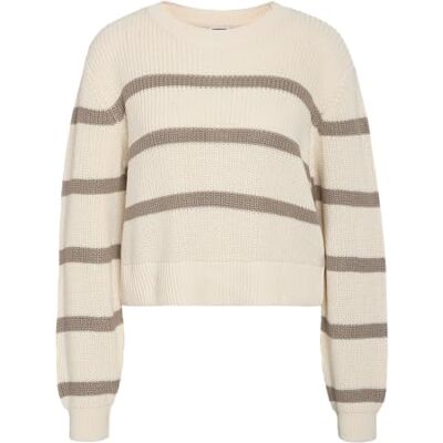 NOISY MAY Nmmaysa L/S randig O-hals stickad Noos, Äggnog, XL NOISY MAY Nmmaysa L/S randig O-hals stickad Noos, Äggnog, XL