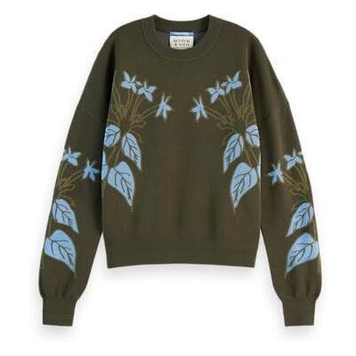 Scotch & Soda avslappnad jacquardtröja, Klassisk grön 352, M Scotch & Soda avslappnad jacquardtröja, Klassisk grön 352, M