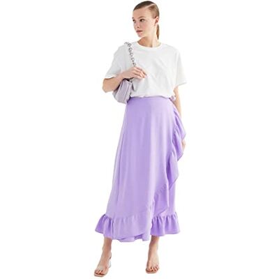 Trendyol Damdesign Midi Wrapover normal vävd modest kjolar, Lila, 64 SE Trendyol Damdesign Midi Wrapover normal vävd modest kjolar, Lila, 64 SE