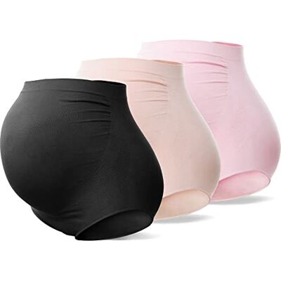 SUNNYBUY Kvinnor moderskap hög midja underkläder graviditet sömlösa mjuka hipster trosor över bula, Blackskinpink 3-pk, XXL SUNNYBUY Kvinnor moderskap hög midja underkläder graviditet sömlösa mjuka hipster trosor över bula, Blackskinpink 3-pk, XXL