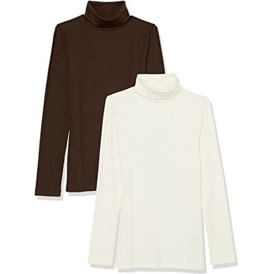 Amazon Essentials dam slim-fit lager långärmad stickad ribbad polotröja topp (finns i plusstorlek), paket med 2, Espresso/vit, X-Small Amazon Essentials dam slim-fit lager långärmad stickad ribbad polotröja topp (finns i plusstorlek), paket med 2, Espresso/vit, X-Small