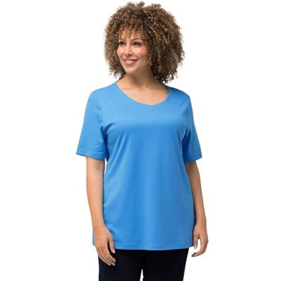Ulla Popken Dam, dubbla lager, 1/2-ärm, t-shirts, himmelsblå, normal, Himmelsblå, 50-52 Ulla Popken Dam, dubbla lager, 1/2-ärm, t-shirts, himmelsblå, normal, Himmelsblå, 50-52