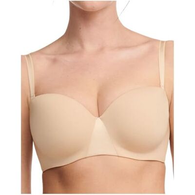 Chantelle ESSENTIALL, Bandeau T-shirt BH, osynliga underkläder för kvinnor, Beige Dore, 70D Chantelle ESSENTIALL, Bandeau T-shirt BH, osynliga underkläder för kvinnor, Beige Dore, 70D
