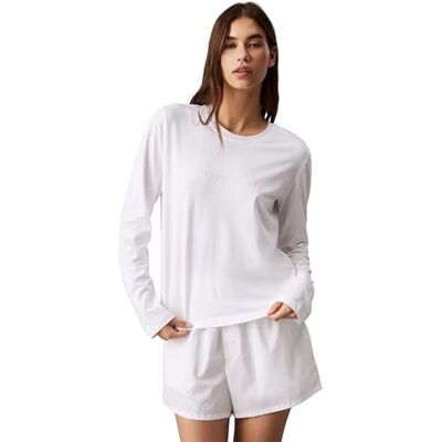 Calvin dam lång ärm klassisk 000QS7332E L/S t-shirt, vit (VIT), S, Vit (vit), S Calvin dam lång ärm klassisk 000QS7332E L/S t-shirt, vit (VIT), S, Vit (vit), S