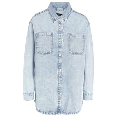 NOISY MAY Dam jeansjacka oversize denim övergångsjacka droppad axel shacket blekad design, Ljusblå, XL NOISY MAY Dam jeansjacka oversize denim övergångsjacka droppad axel shacket blekad design, Ljusblå, XL