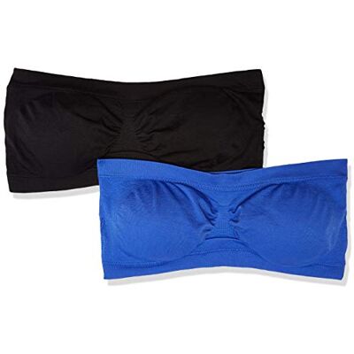 Iris & Lilly Sbcb002 behå utan axelband, flerfärgad (Blk/royal), liten, set med 2 st Iris & Lilly Sbcb002 behå utan axelband, flerfärgad (Blk/royal), liten, set med 2 st
