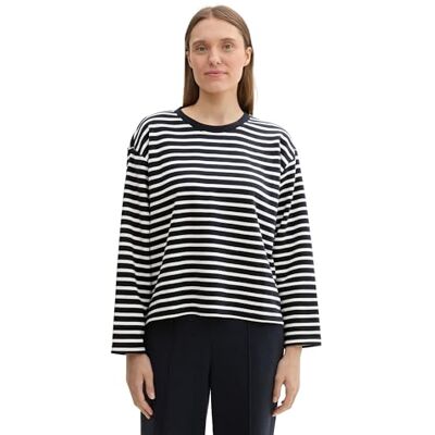 TOM TAILOR Damtröja, 36911 – marinblå vit randig, M TOM TAILOR Damtröja, 36911 – marinblå vit randig, M