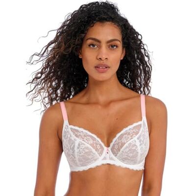 Freya Offbeat Underwire Plunge BH med V-hals, genomskinlig dam, Vit, 30FF Freya Offbeat Underwire Plunge BH med V-hals, genomskinlig dam, Vit, 30FF