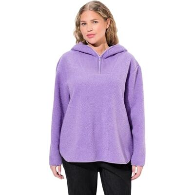 Ulla Popken Dam teddypullover, plysch, huva, långärmad tröja, lila, 50 Ulla Popken Dam teddypullover, plysch, huva, långärmad tröja, lila, 50