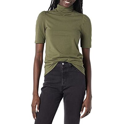 Amazon Essentials dam bomull modal draperad puff ärm polotröja, oliv, X-Small Amazon Essentials dam bomull modal draperad puff ärm polotröja, oliv, X-Small