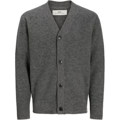 R.d.d. royal denim division Rddlarry stickad kofta L/S Sn, Grå melange, L R.d.d. royal denim division Rddlarry stickad kofta L/S Sn, Grå melange, L