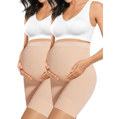 Peauty Baby Bump Premium moderskapsformkläder, hög midja, mitt på låret, graviditetsunderkläder, förhindrar skavning, mjukt bukstöd, M Peauty Baby Bump Premium moderskapsformkläder, hög midja, mitt på låret, graviditetsunderkläder, förhindrar skavning, mjukt bukstöd, M