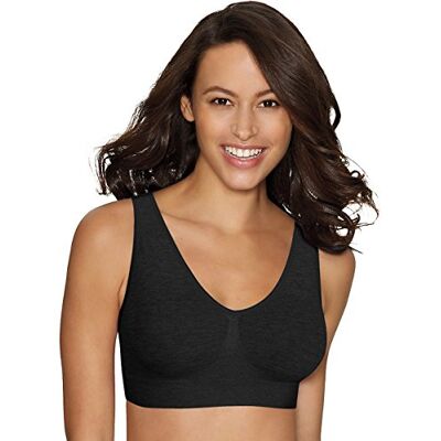 Hanes mysig dambygel-BH, heltäckande pullover-BH, sömlös t-shirt-BH, Svart, L Hanes mysig dambygel-BH, heltäckande pullover-BH, sömlös t-shirt-BH, Svart, L