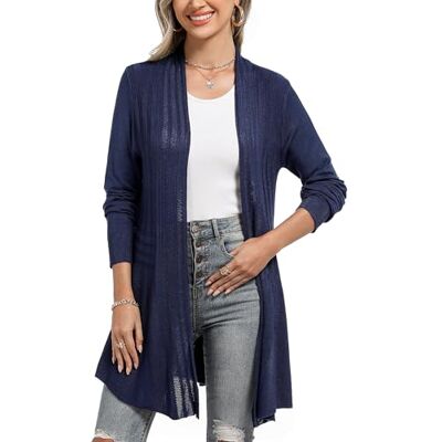 iClosam Dam vardaglig cardigan stickad öppen fram långärmad medellång varm kofta tröja iClosam Dam vardaglig cardigan stickad öppen fram långärmad medellång varm kofta tröja