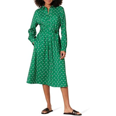 Amazon Essentials Georgette långärmad herrklänning med midi-längd, grön vit blommig, X-Large Amazon Essentials Georgette långärmad herrklänning med midi-längd, grön vit blommig, X-Large