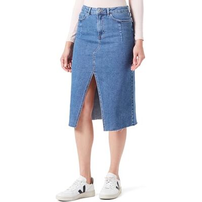 Vila Visol Rw Midi Slit denim kjol/Pb, Mellanblå denim, 40 Vila Visol Rw Midi Slit denim kjol/Pb, Mellanblå denim, 40