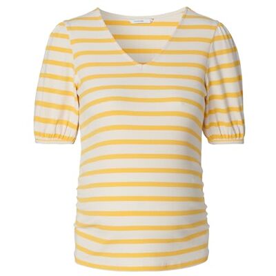 Noppies Maternity Janou T-shirt för kvinnor kortärmad randig T-shirt, Gul – N173, S Noppies Maternity Janou T-shirt för kvinnor kortärmad randig T-shirt, Gul – N173, S