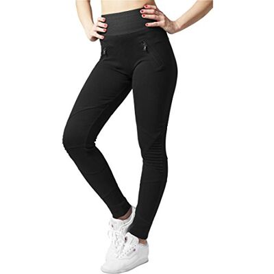 Urban Classics Damleggings Interlock hög midja sportleggings, svart, XL Urban Classics Damleggings Interlock hög midja sportleggings, svart, XL