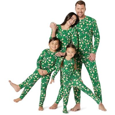 Amazon Essentials flanellbyxa och långärmad t-shirt pyjamasset, Mörk smaragdgrön pepparkakor, XXL Amazon Essentials flanellbyxa och långärmad t-shirt pyjamasset, Mörk smaragdgrön pepparkakor, XXL