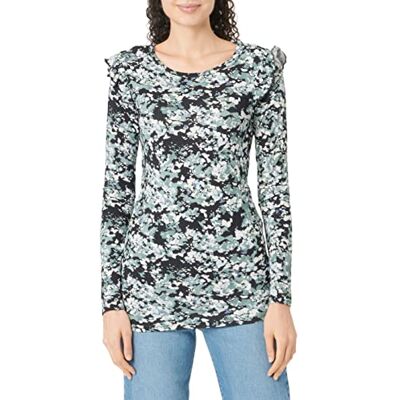 Noppies Maternity T-shirt för kvinnor, Spiro långärmad heltäckande tryck, t-shirt, Black-P090, XS Noppies Maternity T-shirt för kvinnor, Spiro långärmad heltäckande tryck, t-shirt, Black-P090, XS