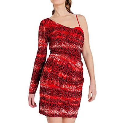 Pretty Darling Dam röd leopard utbränd sammet asymmetrisk hals bodycon festklänning formell natt, multi, 14, mång, 40 SE Pretty Darling Dam röd leopard utbränd sammet asymmetrisk hals bodycon festklänning formell natt, multi, 14, mång, 40 SE