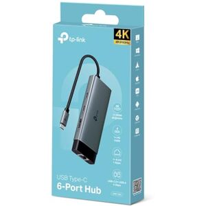 TP-Link 6-in-1 USB C hub, 4K 60Hz HDMI-adapter, 2 USB-A dataportar, 100W strömförsörjning, USB C 3.0 multiportadapter, USB typ C-splitter i aluminium för PC/Xbox/Laptop, UH6120C TP-Link 6-in-1 USB C hub, 4K 60Hz HDMI-adapter, 2 USB-A dataportar, 100W strömförsörjning, USB C 3.0 multiportadapter, USB typ C-splitter i aluminium för PC/Xbox/Laptop, UH6120C