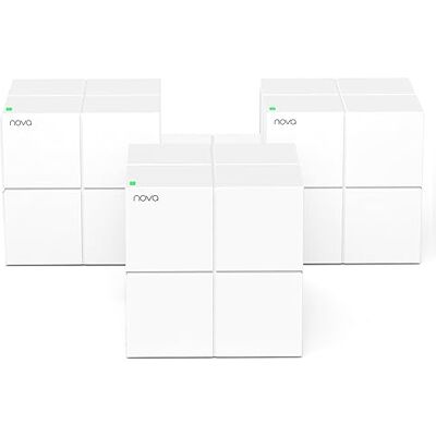 Tenda Nova MW6 Mesh WiFi-system AC1200 Dual Band WiFi Mesh System Räckvidd upp till 500m² & 90 enheter 6X Gigabit-port Ersätter WiFi-router och repeater Kompatibel med Alexa Paket med 3 Tenda Nova MW6 Mesh WiFi-system AC1200 Dual Band WiFi Mesh System Räckvidd upp till 500m² & 90 enheter 6X Gigabit-port Ersätter WiFi-router och repeater Kompatibel med Alexa Paket med 3