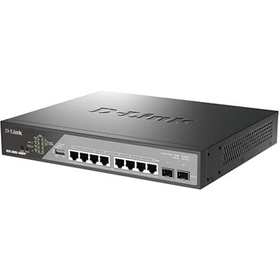 D-Link DSS-200G-10MPP Smart Gigabit PoE++ videoövervakningsomkopplare för 10 portar, med 8 x 1000BASE-T PoE+-portar och 2 SFP-portar, 802,3af/at/bt, 242 W PoE-budget, 250 m förlängning, fläktlös D-Link DSS-200G-10MPP Smart Gigabit PoE++ videoövervakningsomkopplare för 10 portar, med 8 x 1000BASE-T PoE+-portar och 2 SFP-portar, 802,3af/at/bt, 242 W PoE-budget, 250 m förlängning, fläktlös