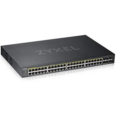 Zyxel 48 Port Nätverk Ethernet Switch Smart Managed PoE+ GS192048HPV2 44x GbE PoE+ med 375W Budget + 4x Combo RJ-45/SFP PoE + 2x SFP, NebulaFlex, VLAN, QoS, Rack Kit Ingår Zyxel 48 Port Nätverk Ethernet Switch Smart Managed PoE+ GS192048HPV2 44x GbE PoE+ med 375W Budget + 4x Combo RJ-45/SFP PoE + 2x SFP, NebulaFlex, VLAN, QoS, Rack Kit Ingår