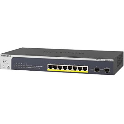Netgear GS510TPP 10-portars Gigabit Ethernet Smart Managed Pro PoE Switch 8 x PoE+ @ 190W, 2 x 1G SFP, skrivbords/rackmontering med ProSAFE Livstidsgaranti Netgear GS510TPP 10-portars Gigabit Ethernet Smart Managed Pro PoE Switch 8 x PoE+ @ 190W, 2 x 1G SFP, skrivbords/rackmontering med ProSAFE Livstidsgaranti