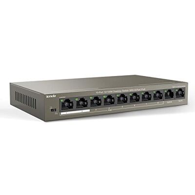 Tenda 10 portar snabb Ethernet-PoE-omkopplare med 8 PoE-portar och 2 upplänksportar (QoS, VLAN, 58 W, IEEE 802.3af/at, 250 m överföringsräckvidd, skrivbords- och väggmontering) (TEF1110P-8-63W) Tenda 10 portar snabb Ethernet-PoE-omkopplare med 8 PoE-portar och 2 upplänksportar (QoS, VLAN, 58 W, IEEE 802.3af/at, 250 m överföringsräckvidd, skrivbords- och väggmontering) (TEF1110P-8-63W)