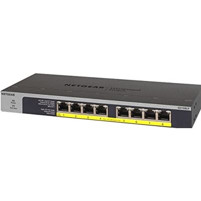 Netgear 8 Port PoE Gigabit Ethernet Ohanterad Nätverksswitch GS108LP 8 x PoE+ Portar @ 60W Uppgraderbar, Skrivbord/Vägg/Rack Netgear 8 Port PoE Gigabit Ethernet Ohanterad Nätverksswitch GS108LP 8 x PoE+ Portar @ 60W Uppgraderbar, Skrivbord/Vägg/Rack
