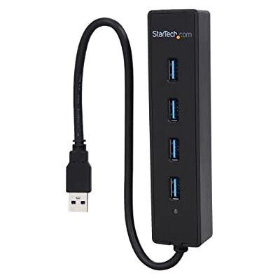 StarTech .com 4-portars USB 3.0 SuperSpeed Hub – svart – bärbar extern USB-hubb med inbyggd kabel StarTech .com 4-portars USB 3.0 SuperSpeed Hub – svart – bärbar extern USB-hubb med inbyggd kabel