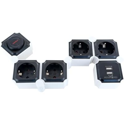 SCHWAIGER STFL3415 flexibel grenuttag 6-vägs uttag USB-port flera uttag hushållsuttag På-av-brytare 1,5 m rörlig vridbar grenuttag svart/vit SCHWAIGER STFL3415 flexibel grenuttag 6-vägs uttag USB-port flera uttag hushållsuttag På-av-brytare 1,5 m rörlig vridbar grenuttag svart/vit