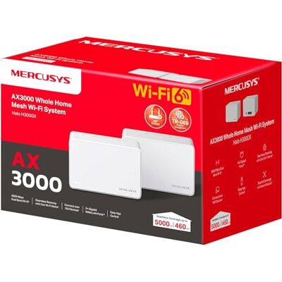 MERCUSYS Halo H3000X Mesh Router WiFi 6 AX3000, Dual Band 2.4Ghz/5GHz, 3 x Gigabit Ports, Range up to 650 m², MU-MIMO, OFDMA, 1024-QAM (2-Pack) MERCUSYS Halo H3000X Mesh Router WiFi 6 AX3000, Dual Band 2.4Ghz/5GHz, 3 x Gigabit Ports, Range up to 650 m², MU-MIMO, OFDMA, 1024-QAM (2-Pack)