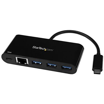 StarTech .com USB-C till ethernet-adapter med 3-portars USB 3.0-hubb och strömförsörjning USB-C GbE-adapter med USB-hubb och 3 USB A-portar StarTech .com USB-C till ethernet-adapter med 3-portars USB 3.0-hubb och strömförsörjning USB-C GbE-adapter med USB-hubb och 3 USB A-portar