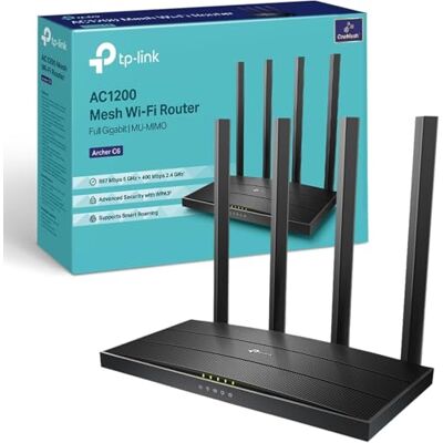 TP-Link AC1200 Gigabit WiFi-router Archer A6 Dual Band MU-MIMO trådlös internetrouter, 4 x antenner, OneMesh- och AP-läge, täckning med lång räckvidd TP-Link AC1200 Gigabit WiFi-router Archer A6 Dual Band MU-MIMO trådlös internetrouter, 4 x antenner, OneMesh- och AP-läge, täckning med lång räckvidd