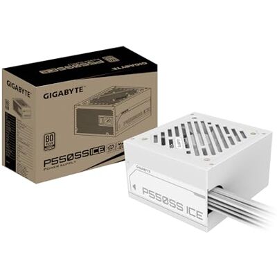 Gigabyte P550SS Ice Power Power PCIe 5.0, 80 Plus Silver, helt modulär design, 120 mm fläkt, ATX 3.0-kompatibel, EU-kontakt Gigabyte P550SS Ice Power Power PCIe 5.0, 80 Plus Silver, helt modulär design, 120 mm fläkt, ATX 3.0-kompatibel, EU-kontakt
