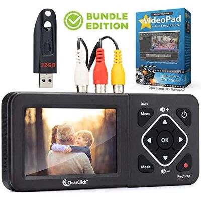 ClearClick Video till Digital Converter 2.0 (andra generationen) – spela in video från videobandspelare, VHS-band, AV, RCA, Hi8, Videokamera, DVD, Gaming Systems (bunt Edition) ClearClick Video till Digital Converter 2.0 (andra generationen) – spela in video från videobandspelare, VHS-band, AV, RCA, Hi8, Videokamera, DVD, Gaming Systems (bunt Edition)